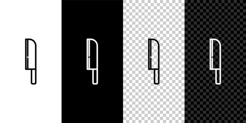 Set line Knife icon isolated on black and white background. Cutlery symbol. Vector.