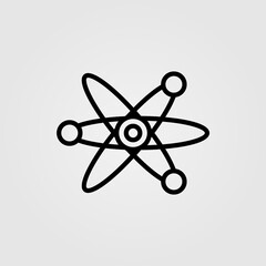 Atom molecule structure icon in line design style.