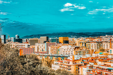 Wall Mural - Panorama on Barcelona city from Montjuic castle.Catalonia. Spain.