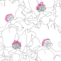 Poster - Seamless pattern with flowers. Hand drawn floral background. Artwork for textiles, fabrics, souvenirs, packaging and greeting cards.