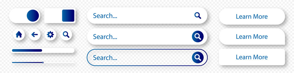 Aufkleber - Set of search bar boxes. Web UI elements for browsers with text field and search button. Vector set computer illustration searched. Stock vector EPS 10