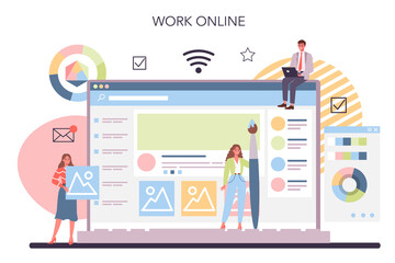 Web design online service or platform. Presenting content