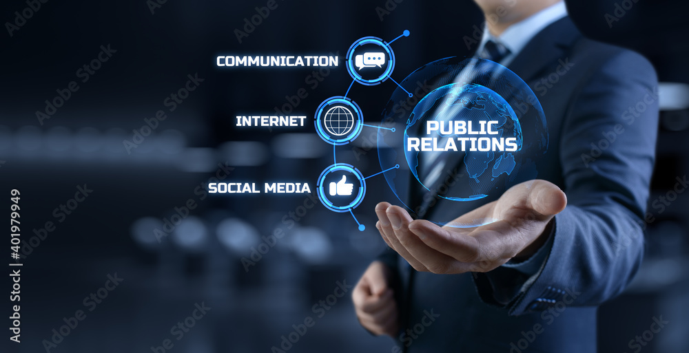 PR Public relations concept. Communication advertising marketing strategy. - obrazy, fototapety, plakaty 