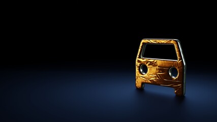 Wall Mural - 3d rendering symbol of transport wrapped in gold foil on dark blue background