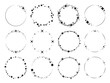 © YummyBuum - Stardust sparks frames. Silhouette stars circular patterns, magic holiday party decor, round glitter effect particles with copy space, wedding or christmas templates vector isolated set