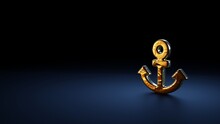 3d Rendering Symbol Of Anchor Wrapped In Gold Foil On Dark Blue Background