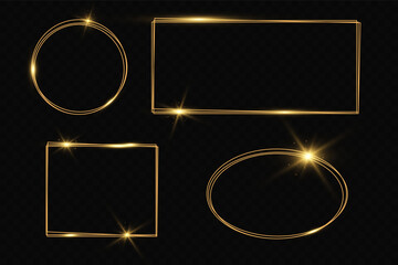 Poster - Vector gold frame with light effects