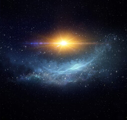 Wall Mural - galaxy, nebula, sun and stars constellations in universe. giant explosion into deep space.