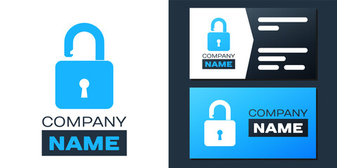 Poster - Logotype Open padlock icon isolated on white background. Opened lock sign. Cyber security concept. Digital data protection. Safety safety. Logo design template element. Vector.