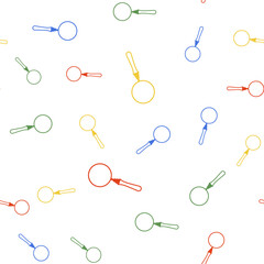 Poster - Color Magnifying glass icon isolated seamless pattern on white background. Search, focus, zoom, business symbol. Vector.