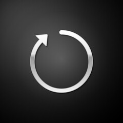 Poster - Silver Refresh icon isolated on black background. Long shadow style. Vector.