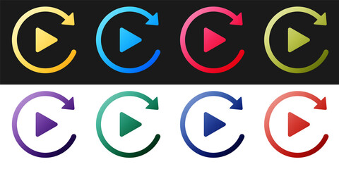 Fototapete - Set Video play button like simple replay icon isolated on black and white background. Vector.
