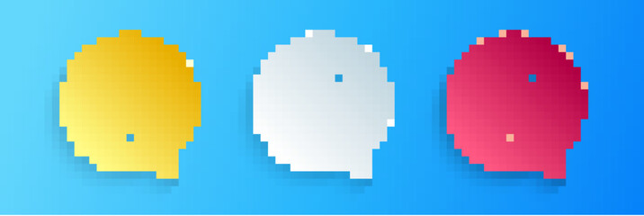 Fototapete - Paper cut Question mark in circle icon isolated on blue background. Hazard warning symbol. FAQ sign. Copy files, chat speech bubble and chart web icons. Paper art style. Vector.