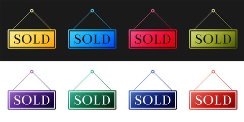 Poster - Set Sold icon isolated on black and white background. Sold sticker. Sold signboard. Vector.