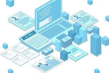 Wall Mural - big data concept. isometric vector illustration in flat style.