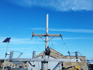 Electrical Utility Pole High Voltage Wire and Connections