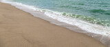 Fototapeta Niebo - sand footprint foot print beach footstep human walk.