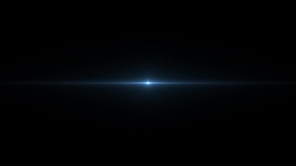 Poster - blue optical lens flare on black background, digital flashes of light, pulsating energy, video produ