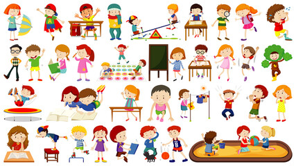 Sticker - Set of cute kids cartoon character