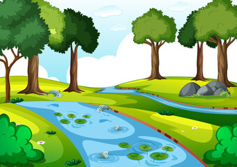 Wall Mural - Stream in the nature park scene