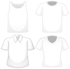 Sticker - Set of different white shirts isolated on white background