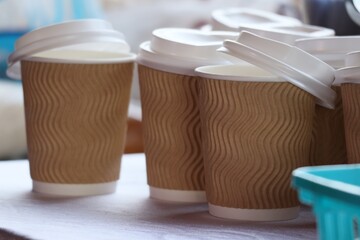 Paper cup for hot coffee Take-home Or single use Paper to reduce global warming instead of plastic glasses