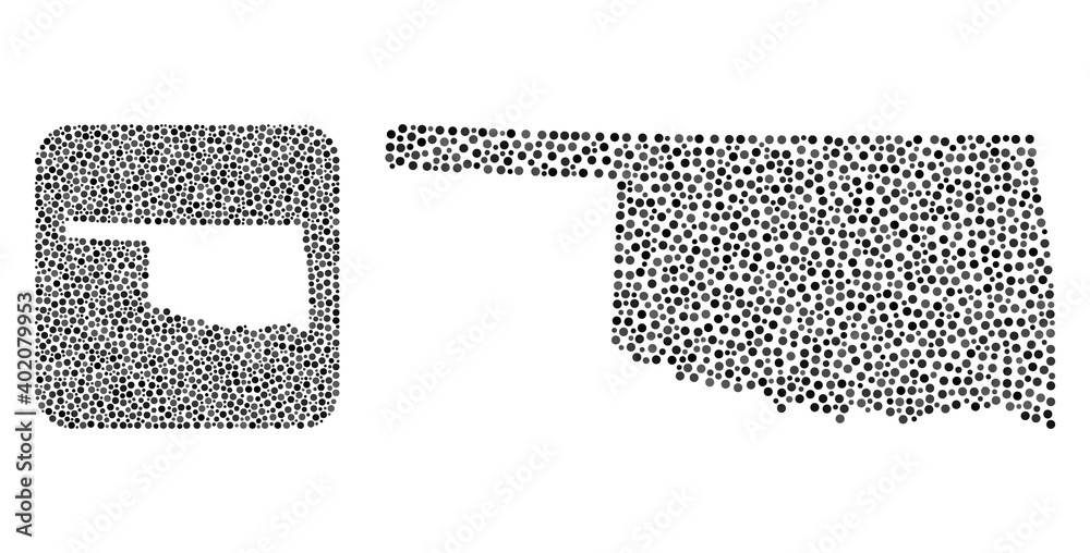 Map of Oklahoma State mosaic designed with rounded dots and subtracted ...