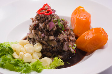 Wall Mural - Peruvian Gastronomy: A dish of .black shells ceviche