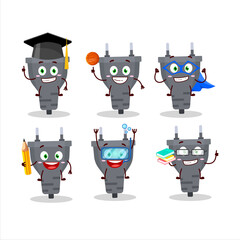 Sticker - School student of black plug cartoon character with various expressions