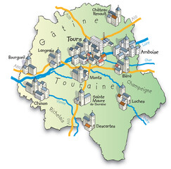 Poster - 37 Carte du département de l'Indre-et-Loire