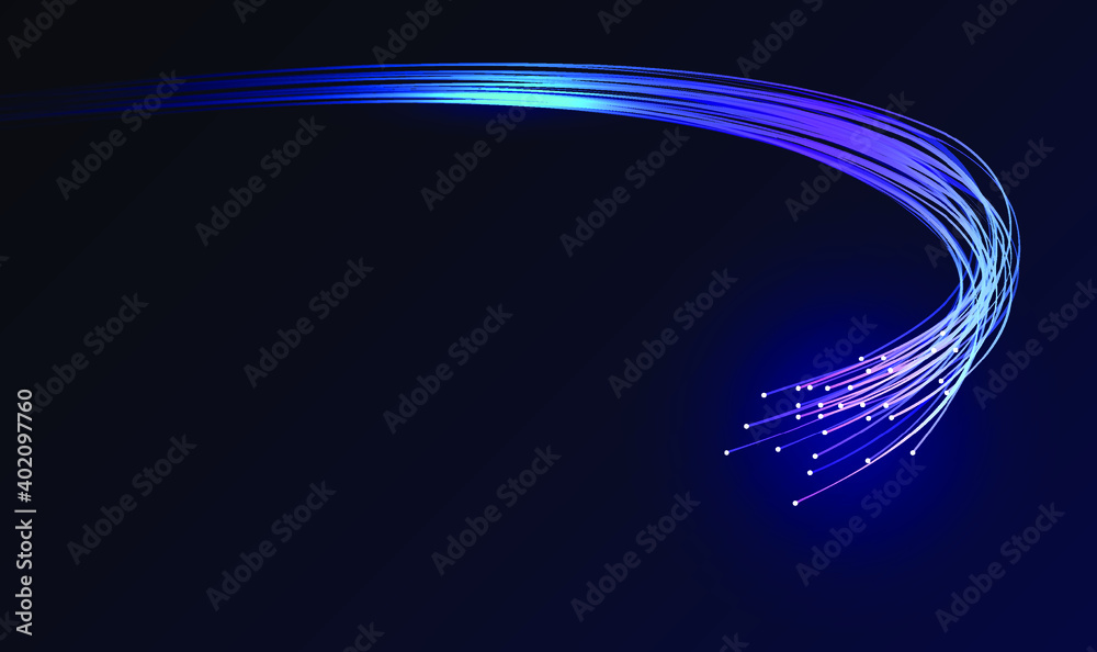 Abstract digital background. Optical fiber of digital communication. Vector illustration on a dark background is an optical fiber with a stream of information. For use as a background, poster. - obrazy, fototapety, plakaty 