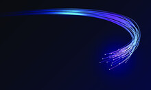 Abstract Digital Background. Optical Fiber Of Digital Communication. Vector Illustration On A Dark Background Is An Optical Fiber With A Stream Of Information. For Use As A Background, Poster.