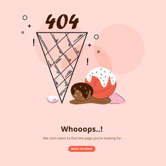 Poster - 404 error template with melting ice cream