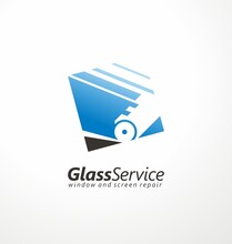 Logo Design For Glass Service Business With Glass Cutter In Negative Space. Vector Symbol. Squared Icon Idea.