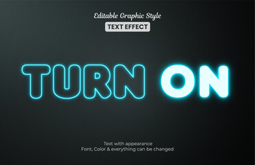 Wall Mural - glowing blue light, editable graphic style text effect