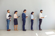 © Studio Romantic - Job seekers applicants for vacancy standing in line with resumes and waiting for interview