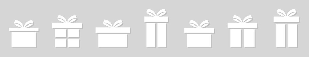 Poster - gift box vector different forms. collection present boxes with ribbon in flat style. christmas white