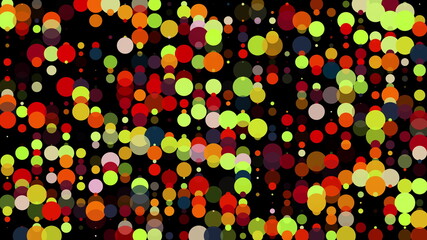 Poster - Festive background with many colorful round particles. Computer generated 3d render