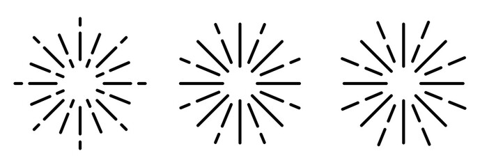 Poster - set retro sun burst. sunrise line illustration. radial sun ray on white background for decoration de