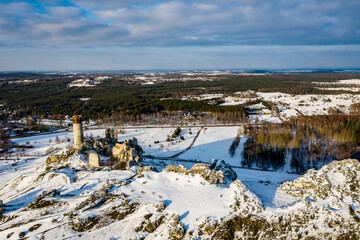 Poster - Winter landscape from a bird's eye view in a beautiful setting