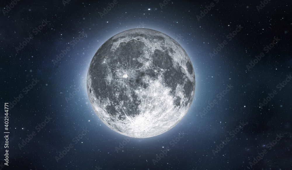Full moon on sky with stars. Image in high resolution. Bright lunar ...