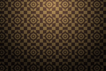 Poster - combination of square and circle target seamless pattern use soft and dark brown colors on dark gradient background. horizontal layout template design. 