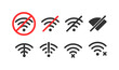 No Wi Fi signal. Wireless icon set. Vector illustration on white background