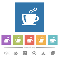 Poster - Cappuccino flat white icons in square backgrounds