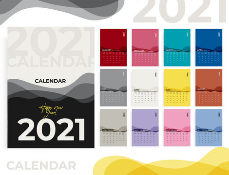 Year 2021 monthly desk calendar