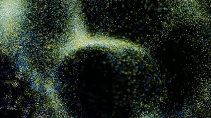 Poster - Animation of swirl of colorful dust. Animation. Streams of dust swell on black background. Colorful dust moves like vortex as if magnetized