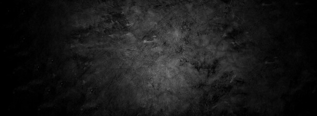 Old wall texture cement dark black gray panorama background abstract grey color design are light with white gradient background.