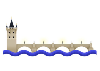 Wall Mural - A medieval stone bridge over Vltava river in Prague Czech Republic