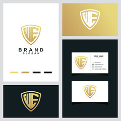 WE letter shield logo concept designs