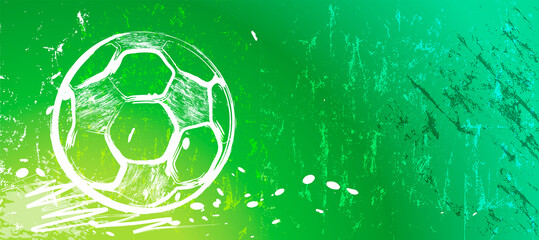 Sticker - abstact background with soccer ball, football, with paint strokes and splashes, grungy, free copy space